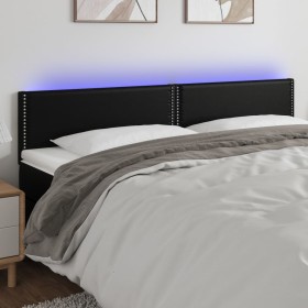 Cabecero con LED cuero sintético negro 160x5x78/88 cm de , Cabeceros y pies de cama - Ref: Foro24-3121568, Precio: 60,12 €, D...