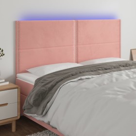 Cabecero con luces LED terciopelo rosa 180x5x118/128 cm de , Cabeceros y pies de cama - Ref: Foro24-3122349, Precio: 95,40 €,...