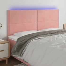 Pink velvet headboard with LED lights 180x5x118/128 cm by , Headboards and footboards - Ref: Foro24-3122349, Price: 105,14 €,...