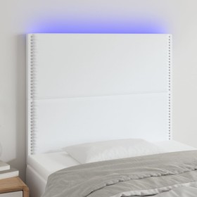 Cabecero con luces LED cuero sintético blanco 90x5x118/128 cm de , Cabeceros y pies de cama - Ref: Foro24-3122363, Precio: 80...