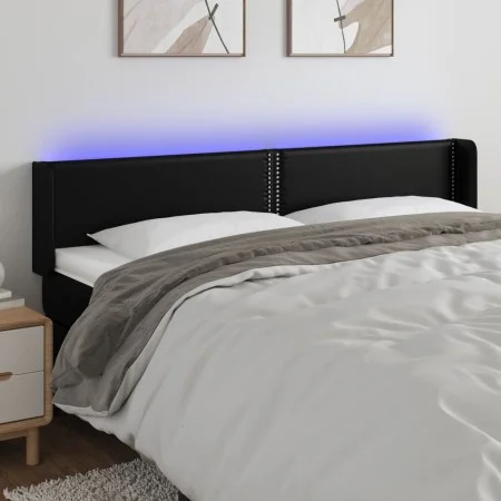 Headboard with LED black synthetic leather 183x16x78/88 cm by , Headboards and footboards - Ref: Foro24-3123198, Price: 65,67...
