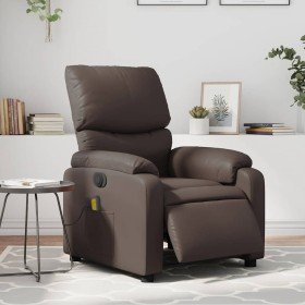 Sillón de masaje reclinable eléctrico cuero sintético marrón en Sillones | Comprar online en Foru.es