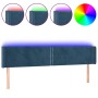 Cabecero con LED de terciopelo azul oscuro 203x16x78/88 cm de , Cabeceros y pies de cama - Ref: Foro24-3123166, Precio: 67,70...