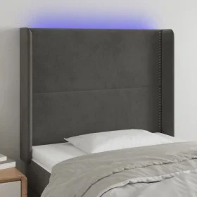 Cabecero con LED de terciopelo gris oscuro 93x16x118/128 cm de , Cabeceros y pies de cama - Ref: Foro24-3123945, Precio: 68,8...