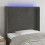 Dark gray velvet headboard with LED 93x16x118/128 cm by , Headboards and footboards - Ref: Foro24-3123945, Price: 68,85 €, Di...