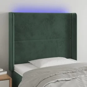 Dark green velvet LED headboard 93x16x118/128 cm by , Headboards and footboards - Ref: Foro24-3123947, Price: 83,79 €, Discou...