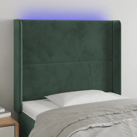 LED-Kopfteil aus dunkelgrünem Samt, 103 x 16 x 118/128 cm von , Kopf- und Fußteile - Ref: Foro24-3123953, Preis: 90,63 €, Rab...