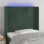LED-Kopfteil aus dunkelgrünem Samt, 103 x 16 x 118/128 cm von , Kopf- und Fußteile - Ref: Foro24-3123953, Preis: 90,63 €, Rab...