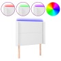 Cabecero con LED cuero sintético blanco 93x16x118/128 cm de , Cabeceros y pies de cama - Ref: Foro24-3123987, Precio: 90,52 €...
