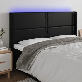 Kopfteil mit LED aus schwarzem Kunstleder 183x16x118/128 cm von , Kopf- und Fußteile - Ref: Foro24-3124010, Preis: 107,79 €, ...