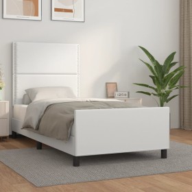 Estructura de cama con cabecero cuero sintético blanco 80x200cm de , Camas y somieres - Ref: Foro24-3125477, Precio: 135,68 €...