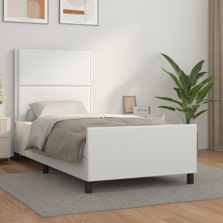 Estructura de cama con cabecero cuero sintético blanco 80x200cm de , Camas y somieres - Ref: Foro24-3125477, Precio: 135,68 €...