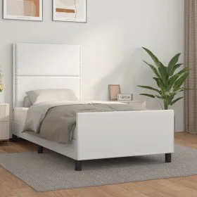 Estructura de cama con cabecero cuero sintético blanco 90x200cm de , Camas y somieres - Ref: Foro24-3125489, Precio: 165,44 €...