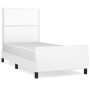 Estructura de cama con cabecero cuero sintético blanco 90x200cm de , Camas y somieres - Ref: Foro24-3125489, Precio: 176,15 €...