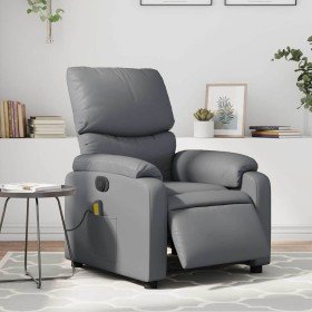 Sillón de masaje reclinable eléctrico cuero sintético gris en Sillones | Comprar online en Foru.es