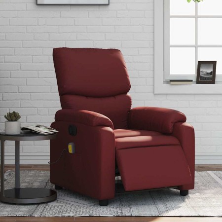 Sillón masaje reclinable eléctrico cuero sintético rojo tinto en Sillones | Comprar online en Foru.es