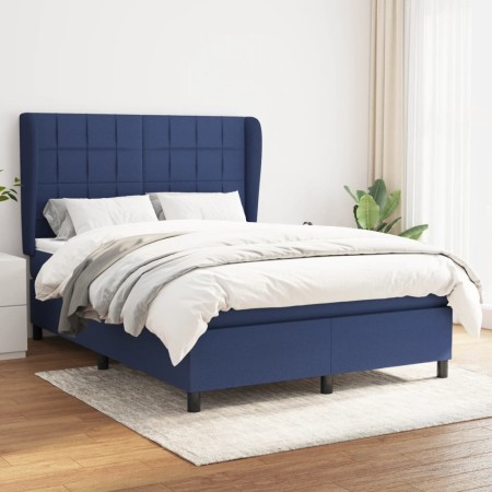 Cama box spring con colchón tela azul 140x190 cm de , Camas y somieres - Ref: Foro24-3127963, Precio: 511,68 €, Descuento: %