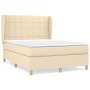 Cama box spring con colchón tela color crema 140x190 cm de , Camas y somieres - Ref: Foro24-3128522, Precio: 492,97 €, Descue...