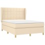 Cama box spring con colchón tela color crema 140x190 cm de , Camas y somieres - Ref: Foro24-3128522, Precio: 492,97 €, Descue...