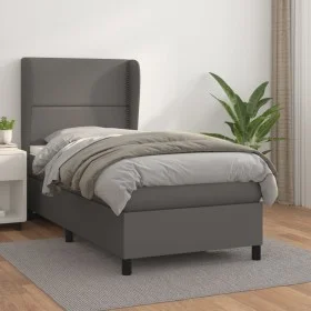 Boxspringbett mit grauer Kunstledermatratze 80x200 cm von , Betten und Lattenroste - Ref: Foro24-3128941, Preis: 331,06 €, Ra...