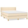 Cama box spring con colchón tela color crema 140x190 cm de , Camas y somieres - Ref: Foro24-3130110, Precio: 415,03 €, Descue...