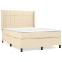 Box spring bed with cream fabric mattress 140x190 cm by , Beds and slatted bases - Ref: Foro24-3131430, Price: 491,47 €, Disc...