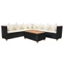Set muebles de jardín 5 piezas y cojines ratán sintético negro de vidaXL, Conjuntos de jardín - Ref: Foro24-42997, Precio: 76...