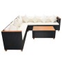 Set muebles de jardín 5 piezas y cojines ratán sintético negro de vidaXL, Conjuntos de jardín - Ref: Foro24-42997, Precio: 76...