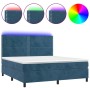 Cama box spring colchón y LED terciopelo azul oscuro 180x200 cm de , Camas y somieres - Ref: Foro24-3136081, Precio: 588,67 €...