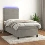 Box spring bed with mattress and LED light gray velvet 90x200 cm by , Beds and slatted bases - Ref: Foro24-3136041, Price: 30...