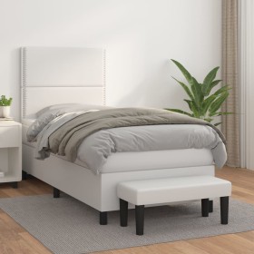Cama box spring con colchón cuero sintético blanco 90x190 cm de , Camas y somieres - Ref: Foro24-3137582, Precio: 362,73 €, D...