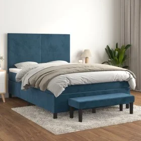 Boxspringbett mit dunkelblauer Samtmatratze 140x200 cm von , Betten und Lattenroste - Ref: Foro24-3137729, Preis: 512,52 €, R...