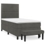 Cama box spring con colchón terciopelo gris oscuro 90x200 cm de , Camas y somieres - Ref: Foro24-3137762, Precio: 350,16 €, D...