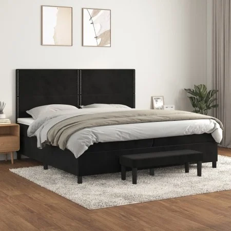 Box spring bed with black velvet mattress 200x200 cm by , Beds and slatted bases - Ref: Foro24-3137805, Price: 701,04 €, Disc...
