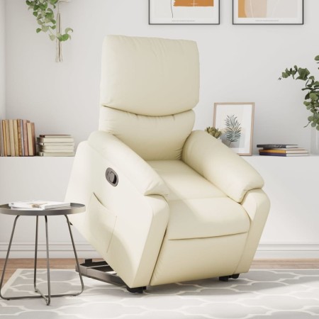 Sillón reclinable elevable cuero artificial color crema en Sillones | Comprar online en Foru.es