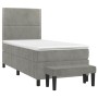 Cama box spring con colchón terciopelo gris claro 90x190 cm de , Camas y somieres - Ref: Foro24-3137755, Precio: 324,06 €, De...