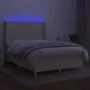 Box spring bed mattress and LED lights cream fabric 140x190 cm by , Beds and slatted bases - Ref: Foro24-3138714, Price: 511,...