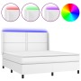 Cama box spring colchón y LED cuero sintético blanco 180x200 cm de , Camas y somieres - Ref: Foro24-3139338, Precio: 648,52 €...