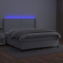 Cama box spring colchón y LED cuero sintético blanco 180x200 cm de , Camas y somieres - Ref: Foro24-3139338, Precio: 648,52 €...