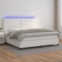Cama box spring colchón y LED cuero sintético blanco 200x200 cm de , Camas y somieres - Ref: Foro24-3139344, Precio: 716,32 €...