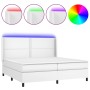 Cama box spring colchón y LED cuero sintético blanco 200x200 cm de , Camas y somieres - Ref: Foro24-3139344, Precio: 716,32 €...