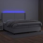 Cama box spring colchón y LED cuero sintético blanco 200x200 cm de , Camas y somieres - Ref: Foro24-3139344, Precio: 716,32 €...