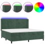 Cama box spring colchón y LED terciopelo verde oscuro 200x200cm de , Camas y somieres - Ref: Foro24-3139526, Precio: 704,56 €...