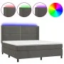 Box spring bed with mattress and LED dark gray velvet 180x200 cm by , Beds and slatted bases - Ref: Foro24-3139518, Price: 56...