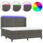 Cama box spring colchón y LED terciopelo gris oscuro 180x200 cm de , Camas y somieres - Ref: Foro24-3139518, Precio: 572,31 €...