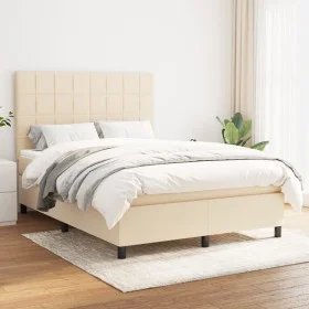 Box spring bed with cream fabric mattress 140x190 cm by , Beds and slatted bases - Ref: Foro24-3141774, Price: 483,17 €, Disc...
