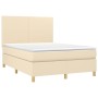 Cama box spring con colchón tela color crema 140x190 cm de , Camas y somieres - Ref: Foro24-3142174, Precio: 493,70 €, Descue...