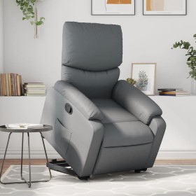 Sillón reclinable elevable cuero artificial gris en Sillones | Comprar online en Foru.es
