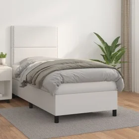 Cama box spring con colchón cuero sintético blanco 90x190 cm de , Camas y somieres - Ref: Foro24-3142756, Precio: 356,49 €, D...