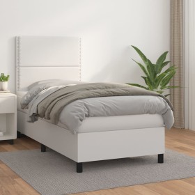Cama box spring con colchón cuero sintético blanco 90x190 cm de , Camas y somieres - Ref: Foro24-3142756, Precio: 362,96 €, D...